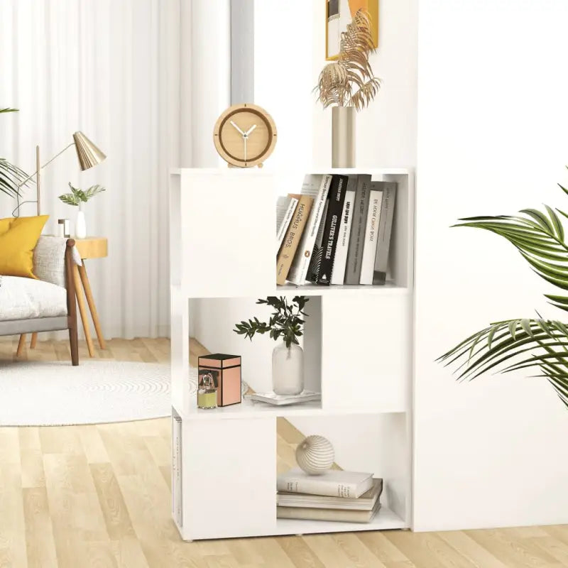 Hoogglans wit Boekenkast bewerkt hout met strak ontwerp - Wit / 1 / 60 x 24 x 94 cm - Boekenkasten