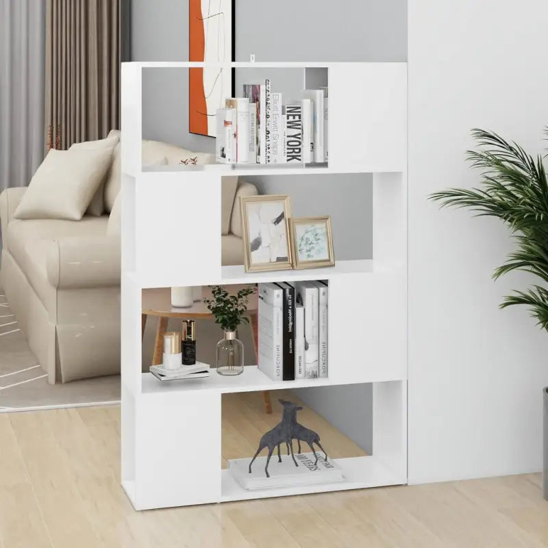Hoogglans wit Boekenkast bewerkt hout met strak ontwerp - Wit / 1 / 80 x 24 x 124.5 cm - Boekenkasten