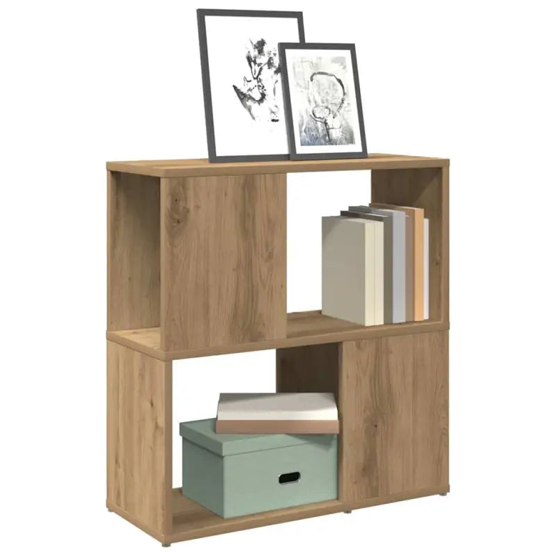Hoogglans wit Boekenkast bewerkt hout met strak ontwerp - artisanaal eikenkleurig / 1 / 60 x 24 x 63 cm - Boekenkasten