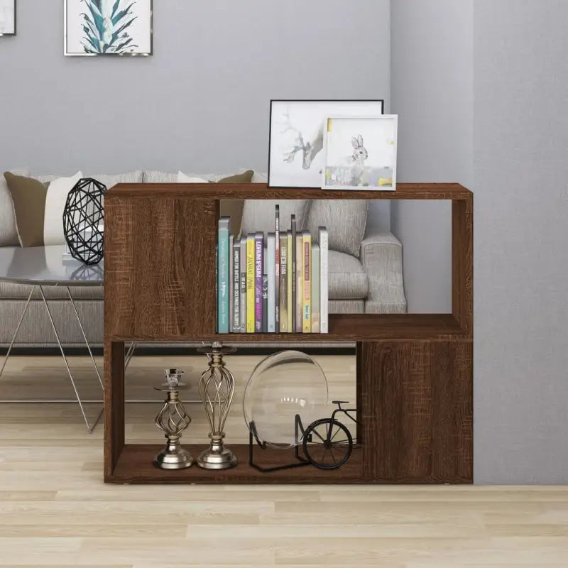 Hoogglans wit Boekenkast bewerkt hout met strak ontwerp - bruin eikenkleur / 1 / 80 x 24 x 63 cm - Boekenkasten