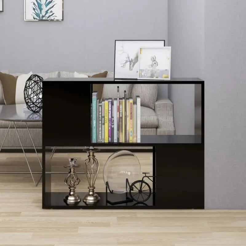 Hoogglans wit Boekenkast bewerkt hout met strak ontwerp - Zwart / 1 / 80 x 24 x 63 cm - Boekenkasten