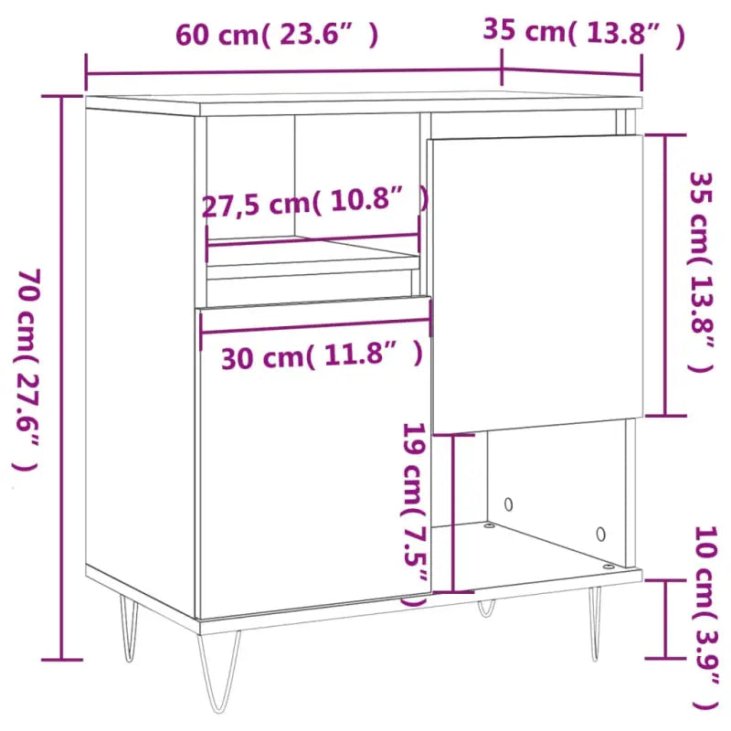 Hoogglans wit dressoir met bewerkt hout en ijzeren poten - Dressoirs & buffetkasten