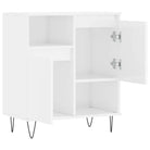 Hoogglans wit dressoir met bewerkt hout en ijzeren poten - Dressoirs & buffetkasten