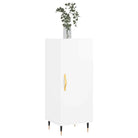 Hoogglans wit dressoir met bewerkt hout en metalen poten - Dressoirs & buffetkasten