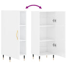 Hoogglans wit dressoir met bewerkt hout en metalen poten - Dressoirs & buffetkasten