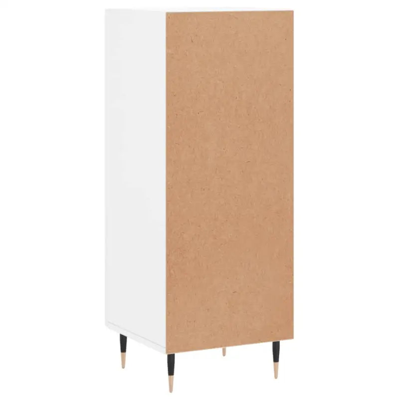 Hoogglans wit dressoir met bewerkt hout en metalen poten - Dressoirs & buffetkasten