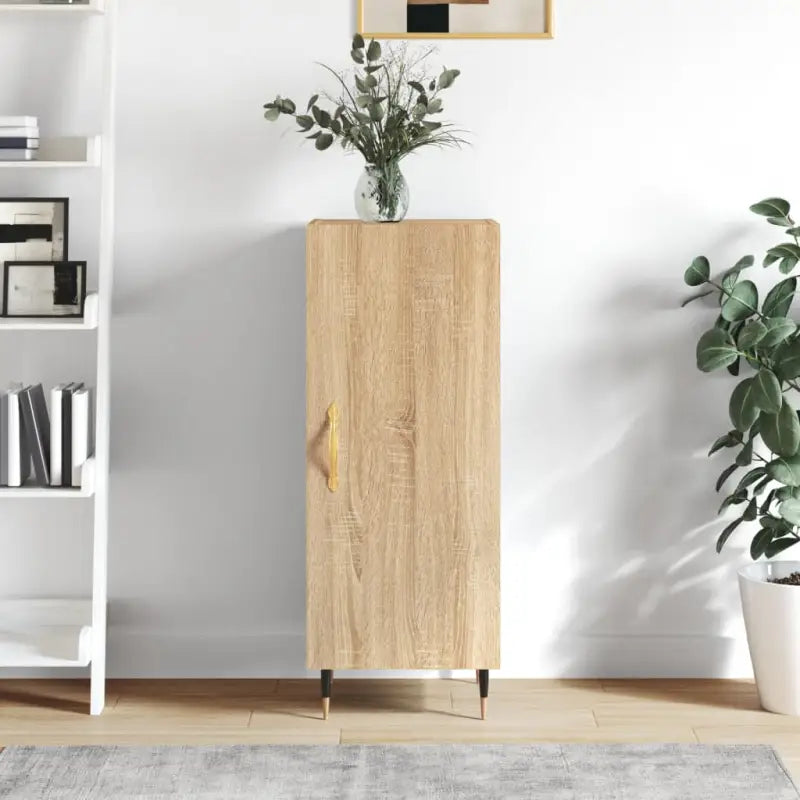 Hoogglans wit dressoir met bewerkt hout en metalen poten - Sonoma eiken / 1 - Dressoirs & buffetkasten
