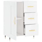 Hoogglans wit dressoir met bewerkt hout voor een tijdloze uitstraling - Dressoirs & buffetkasten
