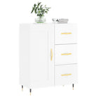 Hoogglans wit dressoir met bewerkt hout voor een tijdloze uitstraling - Dressoirs & buffetkasten