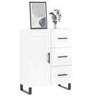 Hoogglans wit dressoir met metalen poten en bewerkt hout - Dressoirs & buffetkasten