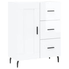 Hoogglans wit dressoir met metalen poten en bewerkt hout - Dressoirs & buffetkasten
