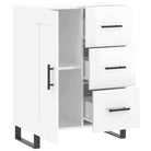 Hoogglans wit dressoir met metalen poten en bewerkt hout - Dressoirs & buffetkasten