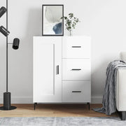 Hoogglans wit dressoir met metalen poten en bewerkt hout - Dressoirs & buffetkasten