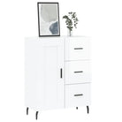Hoogglans wit dressoir met metalen poten en bewerkt hout - Dressoirs & buffetkasten