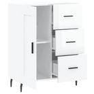 Hoogglans wit dressoir met metalen poten en bewerkt hout - Dressoirs & buffetkasten