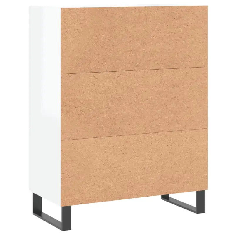 Hoogglans wit dressoir met metalen poten en bewerkt hout - Dressoirs & buffetkasten