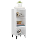 Hoogglans wit dressoir van bewerkt hout met metalen poten - Dressoirs & buffetkasten