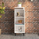 Hoogglans wit dressoir van bewerkt hout met metalen poten - Dressoirs & buffetkasten