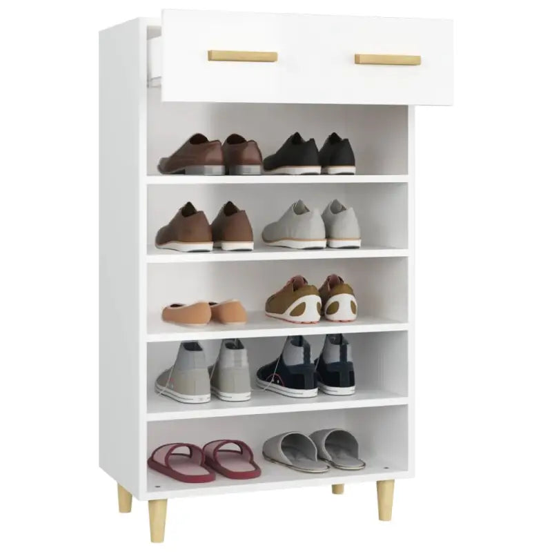 Hoogglans wit schoenenkast van bewerkt hout in Scandinavisch design - Schoenenrekken