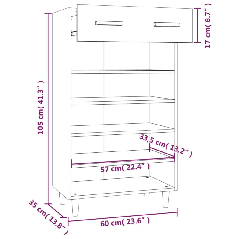 Hoogglans wit schoenenkast van bewerkt hout in Scandinavisch design - Schoenenrekken