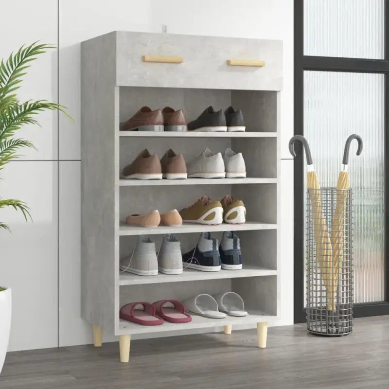 Hoogglans wit schoenenkast van bewerkt hout in Scandinavisch design - Betongrijs / 1 - Schoenenrekken