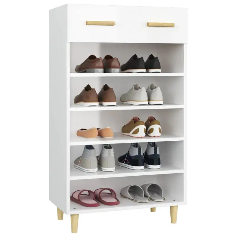 Hoogglans wit schoenenkast van bewerkt hout in Scandinavisch design - Schoenenrekken