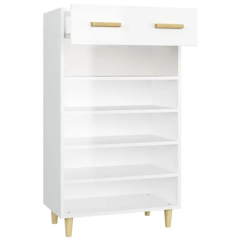 Hoogglans wit schoenenkast van bewerkt hout in Scandinavisch design - Schoenenrekken