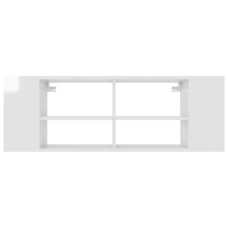 Hoogglans wit Tv-meubel met bewerkt hout en verstelbare opbergruimte - Tv-meubels