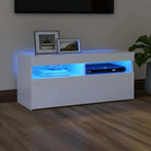 Hoogglans wit tv-meubel met rgb led-verlichting en stevig ontwerp - Wit / 1 / 90 cm - Tv-meubels