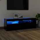 Hoogglans wit tv-meubel met rgb led-verlichting en stevig ontwerp - Zwart / 1 / 120 cm - Tv-meubels