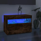 Hoogglans wit tv-meubel met rgb led-verlichting en stevig ontwerp - Gerookt eiken / 1 / 60 cm - Tv-meubels