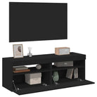Hoogglans wit tv-meubel met rgb led-verlichting en stevig ontwerp - Zwart / 2 / 60 cm - Tv-meubels