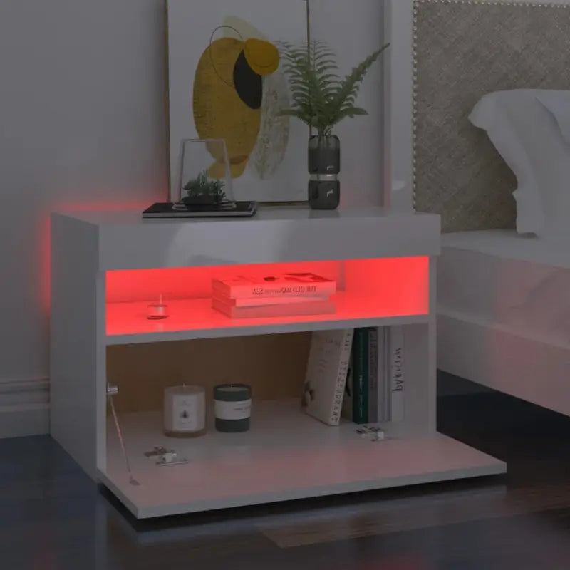 Hoogglans wit tv-meubel met rgb led-verlichting en stevig ontwerp - Tv-meubels