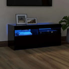 Hoogglans wit tv-meubel met rgb led-verlichting en stevig ontwerp - Zwart / 1 / 90 cm - Tv-meubels