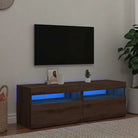 Hoogglans wit tv-meubel met rgb led-verlichting en stevig ontwerp - artisanaal eikenkleurig / 2 / 60 cm - Tv-meubels
