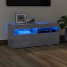 Hoogglans wit tv-meubel met rgb led-verlichting en stevig ontwerp - Betongrijs / 1 / 90 cm - Tv-meubels