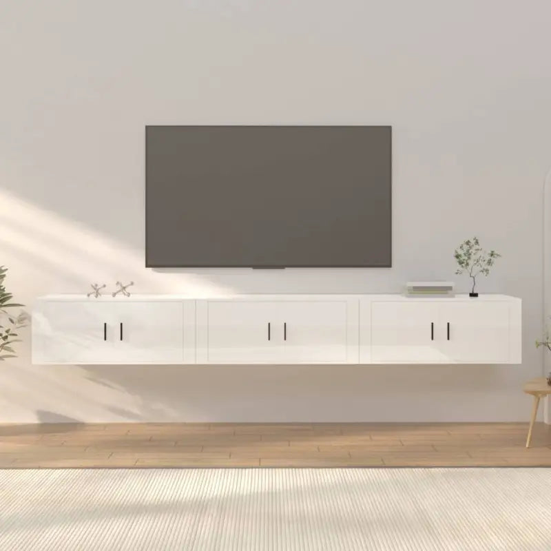 Hoogglans wit tv-meubel met strak en klassiek design - Hoogglans wit / 3 / 100 cm - Tv-meubels