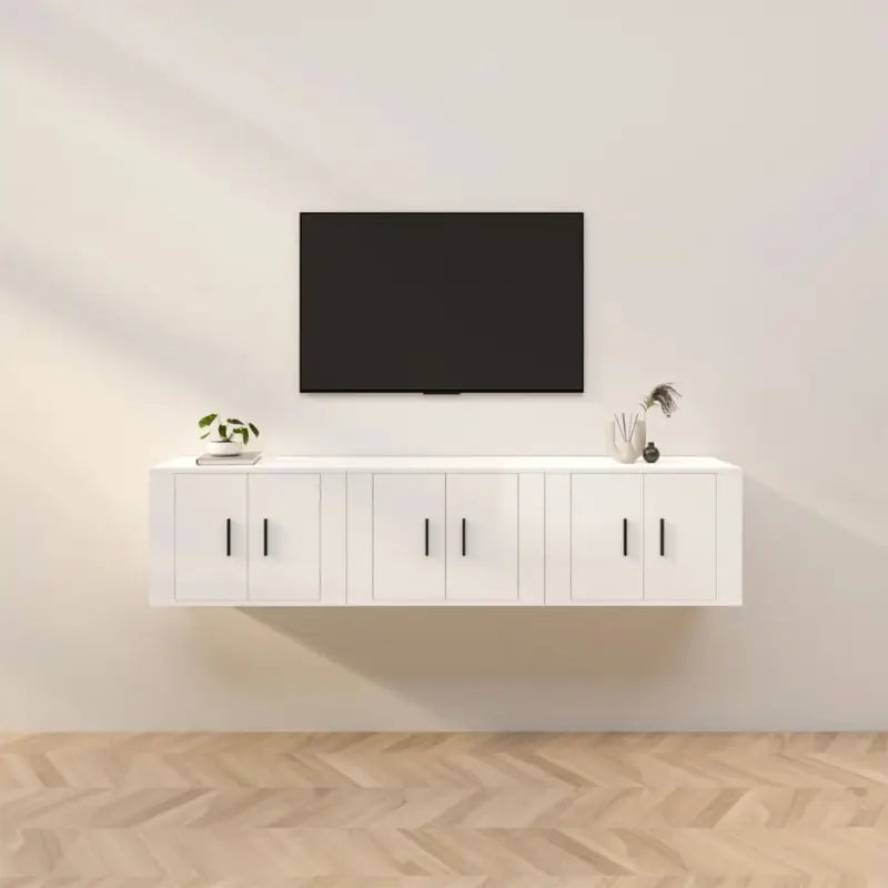 Hoogglans wit tv-meubel met strak en klassiek design - Hoogglans wit / 3 / 57 cm - Tv-meubels