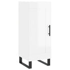 Hoogglans witte dressoir met metalen poten en bewerkt hout - Dressoirs & buffetkasten