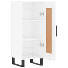 Hoogglans witte dressoir met metalen poten en bewerkt hout - Dressoirs & buffetkasten