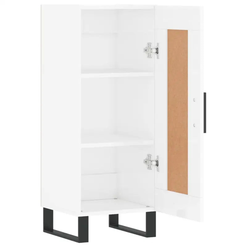 Hoogglans witte dressoir met metalen poten en bewerkt hout - Dressoirs & buffetkasten