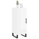 Hoogglans witte dressoir met metalen poten en bewerkt hout - Dressoirs & buffetkasten