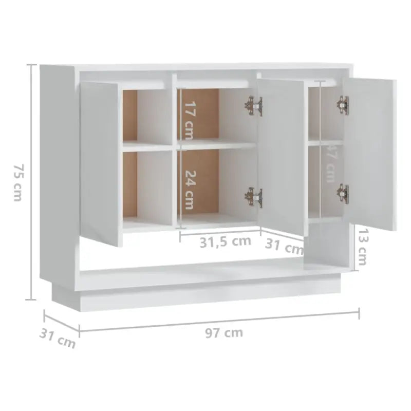 Hoogglans witte dressoir van bewerkt hout voor moderne inrichting - Dressoirs & buffetkasten