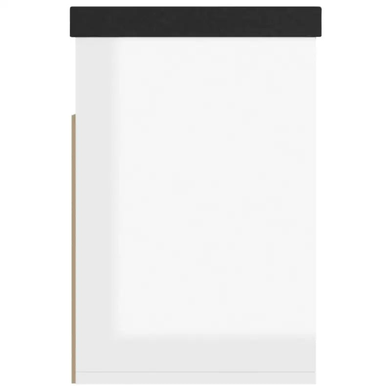 Hoogglans witte schoenenbank met bewerkt hout en opbergruimte - Schoenenrekken