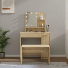 Hoogglans witte slaapkamerkaptafel bewerkt hout binnen handbereik - Sonoma eiken / 86.5 x 35 x 136 cm / 1