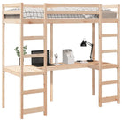 Hoogslaper met bureau in massief grenenhout voor beperkte ruimte - Bedden & bedframes