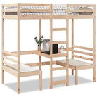 Hoogslaper met bureau in massief grenenhout voor beperkte ruimte - Naturel / 90 x 200 cm - Bedden & bedframes