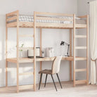 Hoogslaper met bureau in massief grenenhout voor beperkte ruimte - Bedden & bedframes