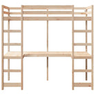 Hoogslaper met bureau in massief grenenhout voor beperkte ruimte - Bedden & bedframes