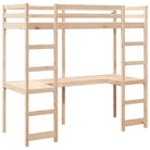 Hoogslaper met bureau in massief grenenhout voor beperkte ruimte - Bedden & bedframes